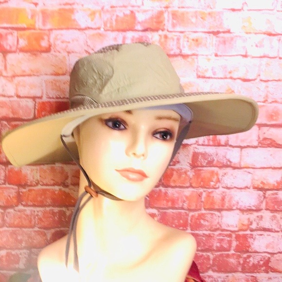 Accessories - Khaki Wide Brimmed  Reflective Sunhat